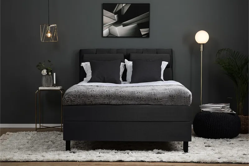 Sänkypaketti Lucky 140x200 Diamant Sängynpääty Musta/Harmaa - Memory Niskatyyny Suuri - Huonekalut - Sänky - Parisänky