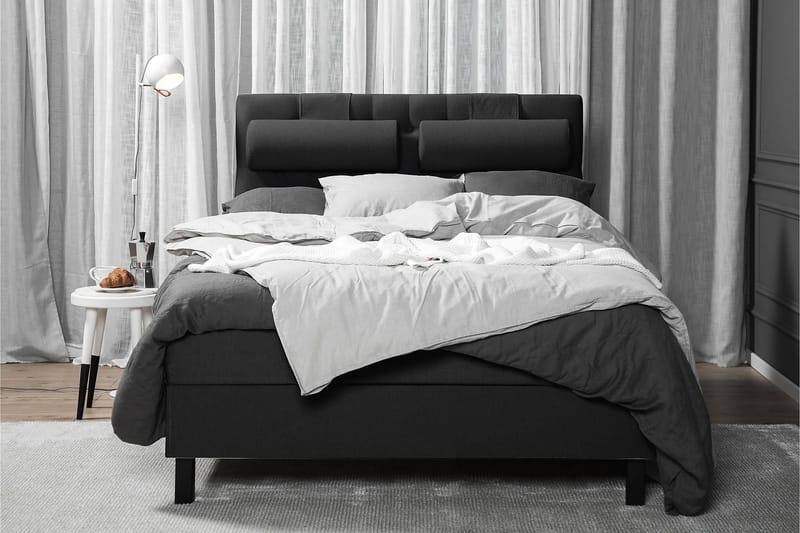 Sänkypaketti Lucky 140x200 Diamant Sängynpääty Musta/Harmaa - Vaahto Niskatyyny Suuri - Huonekalut - Sänky - Jenkkisängyt