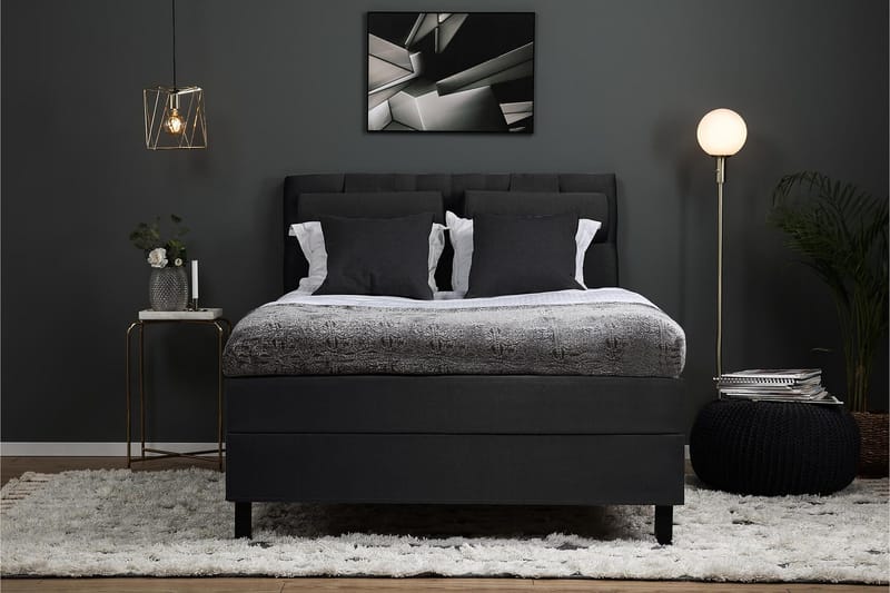 Sänkypaketti Lucky 140x200 Diamant Sängynpääty Musta/Harmaa - Vaahto Niskatyyny Suuri - Huonekalut - Sänky - Jenkkisängyt