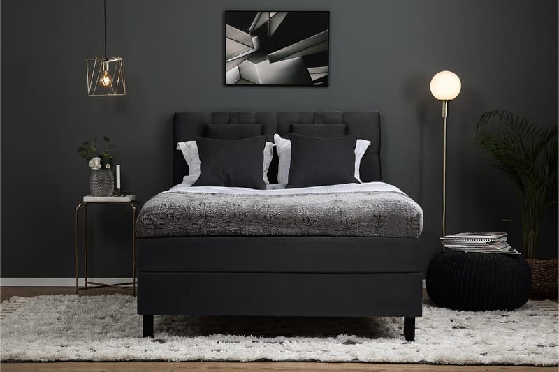 Sänkypaketti Lucky 140x200 Diamant Sängynpääty Musta/Harmaa - Polyeetteri Niskatyyny Pieni - Huonekalut - Sänky - Jenkkisängyt