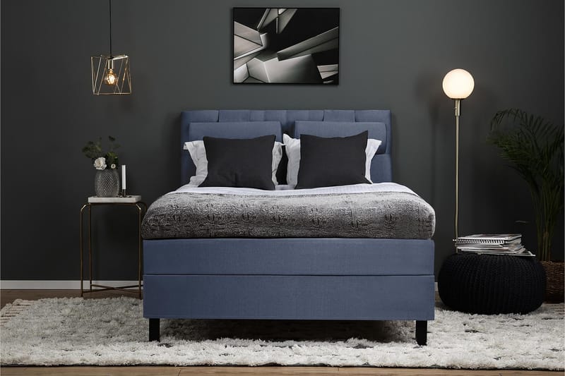 Sänkypaketti Lucky 140x200 Diamant Sängynpääty Tummansinine - Lateksi Niskatyyny Suuri - Huonekalut - Sänky - Jenkkisängyt