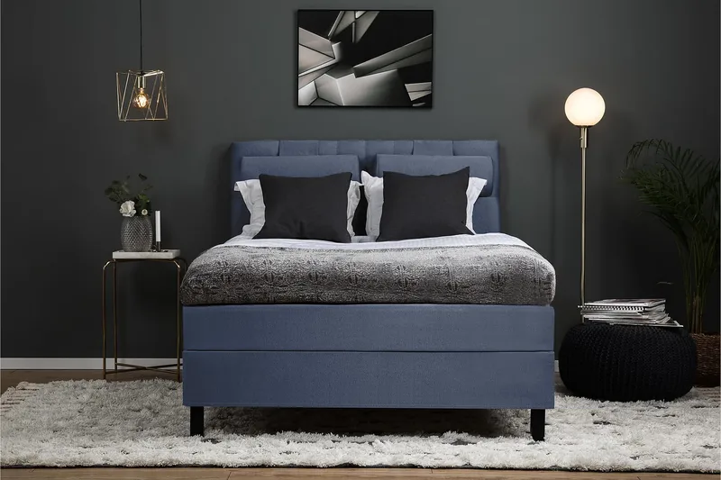 Sänkypaketti Lucky 140x200 Memory Diamant Sängynpääty - Niskatyyny Suuri Tummansininen - Huonekalut - Sänky - Jenkkisängyt