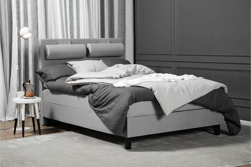 Sänkypaketti Lucky 140x200 Sileä Sängynpääty Keskiharmaa - Memory Niskatyyny Pieni - Huonekalut - Sänky - Jenkkisängyt