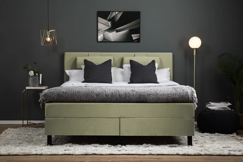 Sänkypaketti Lucky 150x200 Vaahto Sileä Sängynpääty - Niskatyyny Suuri Vihreä - Huonekalut - Sänky - Jenkkisängyt