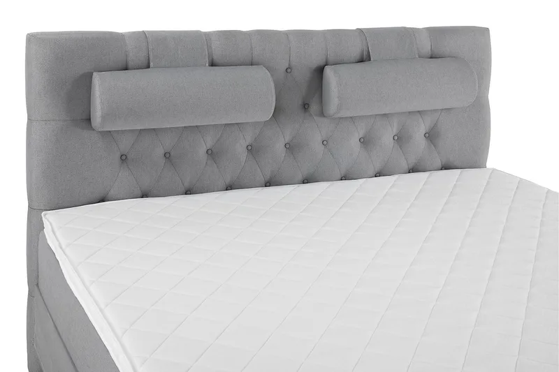 Sänkypaketti Lucky 160x200 Diamant Pääty Vaaleanharmaa - Vaahto Niskatyyny Suuri - Huonekalut - Sänky - Jenkkisängyt