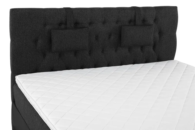 Sänkypaketti Lucky 160x200 Diamant Pääty Musta/Harmaa/PU - Vaahto Niskatyyny Pieni - Huonekalut - Sänky - Jenkkisängyt