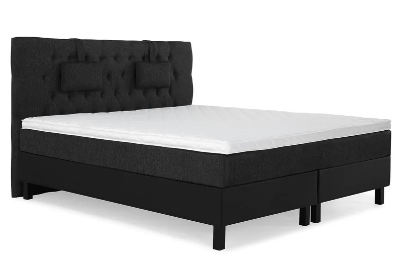 Sänkypaketti Lucky 160x200 Diamant Pääty Musta/Harmaa/PU - Vaahto Niskatyyny Pieni - Huonekalut - Sänky - Jenkkisängyt