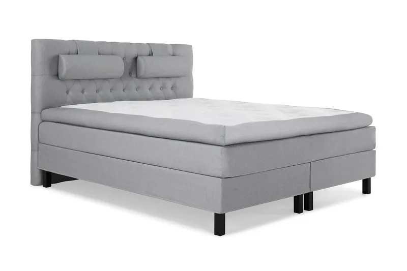 Sänkypaketti Lucky 160x200 Diamant Pääty Vaaleanharmaa - Memory Niskatyyny Suuri - Huonekalut - Sänky - Jenkkisängyt