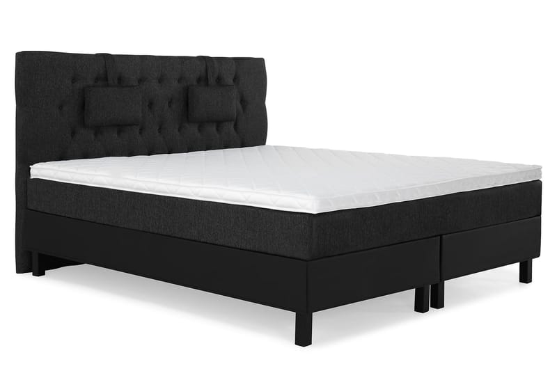 Sänkypaketti Lucky 160x200 Diamant Pääty Musta/Harmaa/PU - Vaahto Niskatyyny Pieni - Huonekalut - Sänky - Jenkkisängyt