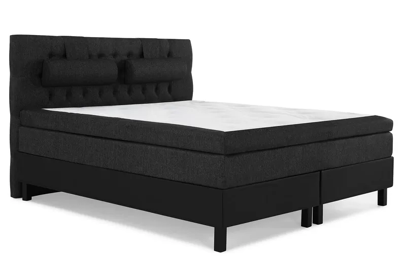 Sänkypaketti Lucky 160x200 Diamant Pääty Musta/Harmaa/PU - Memory Niskatyyny Suuri - Huonekalut - Sänky - Jenkkisängyt