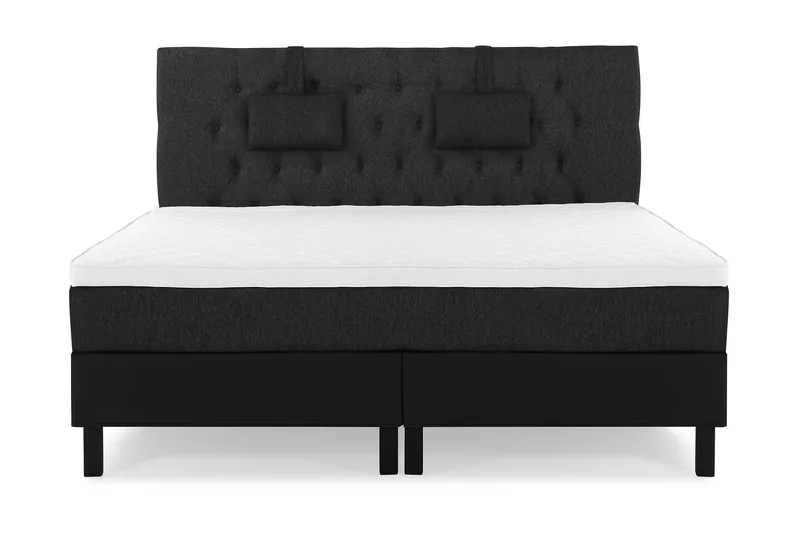 Sänkypaketti Lucky 160x200 Diamant Pääty Musta/Harmaa/PU - Vaahto Niskatyyny Pieni - Huonekalut - Sänky - Jenkkisängyt