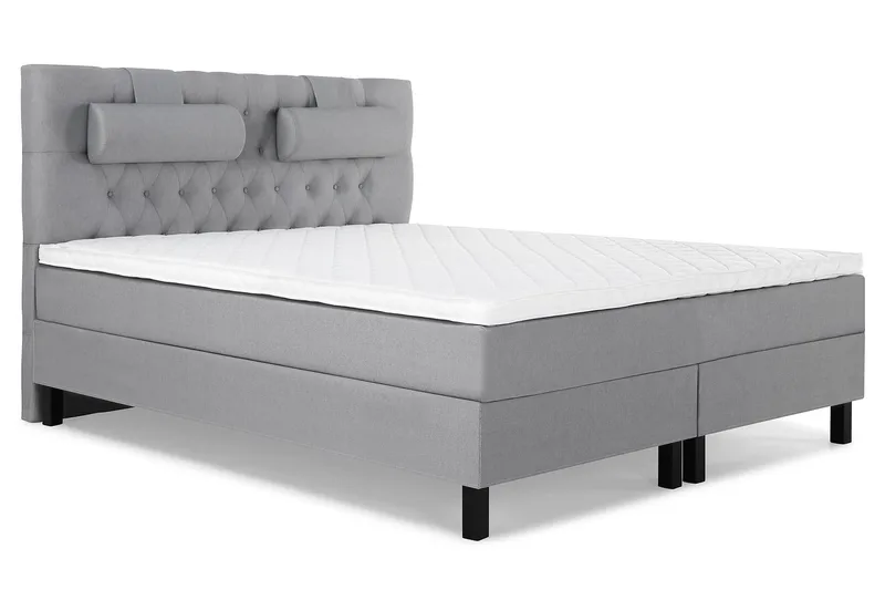 Sänkypaketti Lucky 160x200 Diamant Pääty Vaaleanharmaa - Vaahto Niskatyyny Suuri - Huonekalut - Sänky - Jenkkisängyt