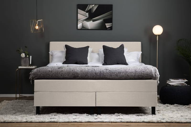 Sänkypaketti Lucky 160x200 Sileä Sängynpääty Beige - Lateksi - Huonekalut - Sänky - Jenkkisängyt