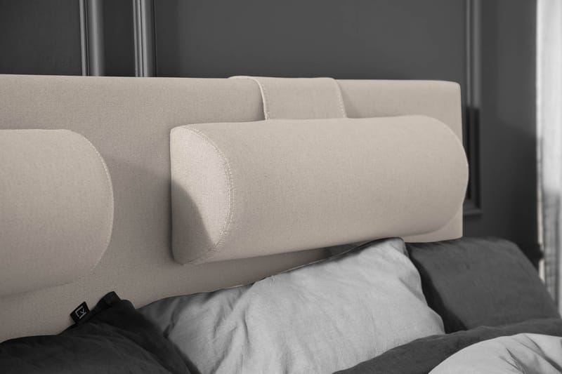 Sänkypaketti Lucky 160x200 Sileä Sängynpääty Beige - Vaahto Niskatyyny Suuri - Huonekalut - Sänky - Jenkkisängyt