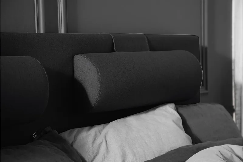 Sänkypaketti Lucky 160x200 Sileä Sängynpääty Musta - Vaahto Niskatyyny Suuri - Huonekalut - Sänky - Jenkkisängyt