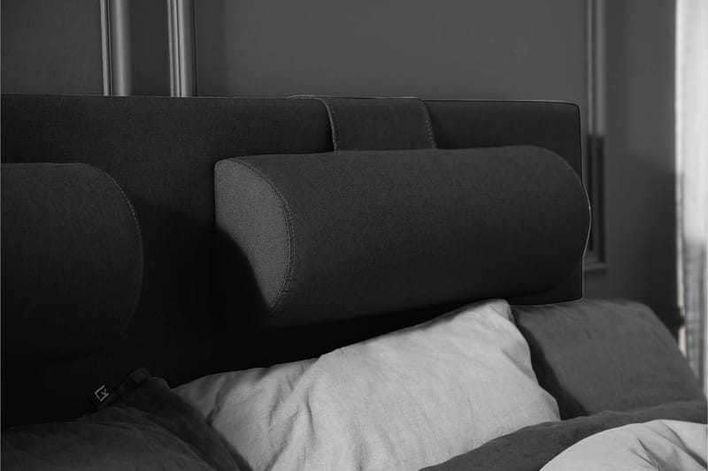 Sänkypaketti Lucky 160x200 Sileä Sängynpääty Musta - Vaahto Niskatyyny Suuri - Huonekalut - Sänky - Jenkkisängyt