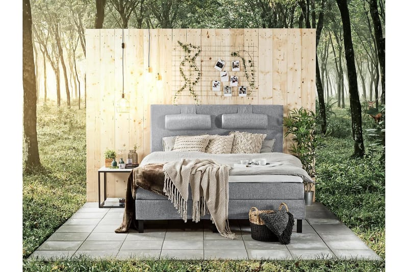 Sänkypaketti Lucky 160x200 Sileä Sängynpääty Vaaleanharmaa - Vaahto Niskatyyny Suuri - Huonekalut - Sänky - Jenkkisängyt