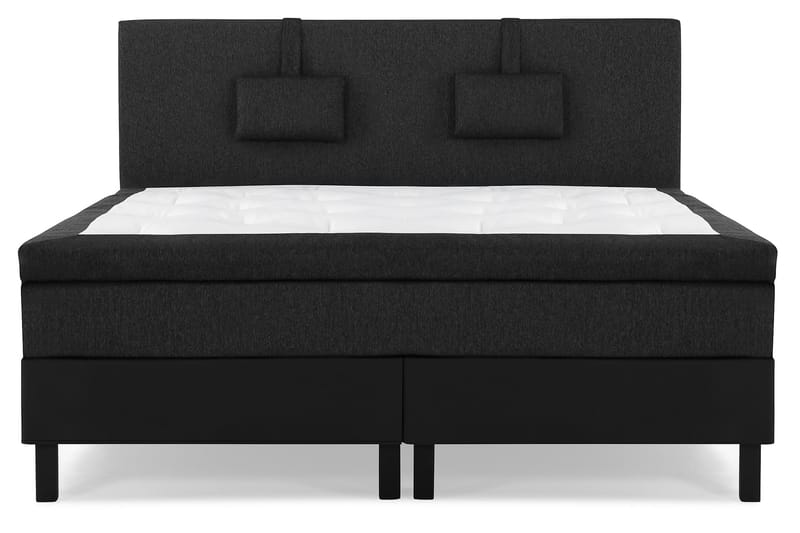 Sänkypaketti Lucky 160x200 Sileä Pääty Musta/Harmaa/PU - Lateksi Niskatyyny Pieni - Huonekalut - Sänky - Jenkkisängyt