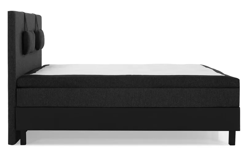 Sänkypaketti Lucky 160x200 Sileä Pääty Musta/Harmaa/PU - Lateksi Niskatyyny Pieni - Huonekalut - Sänky - Jenkkisängyt