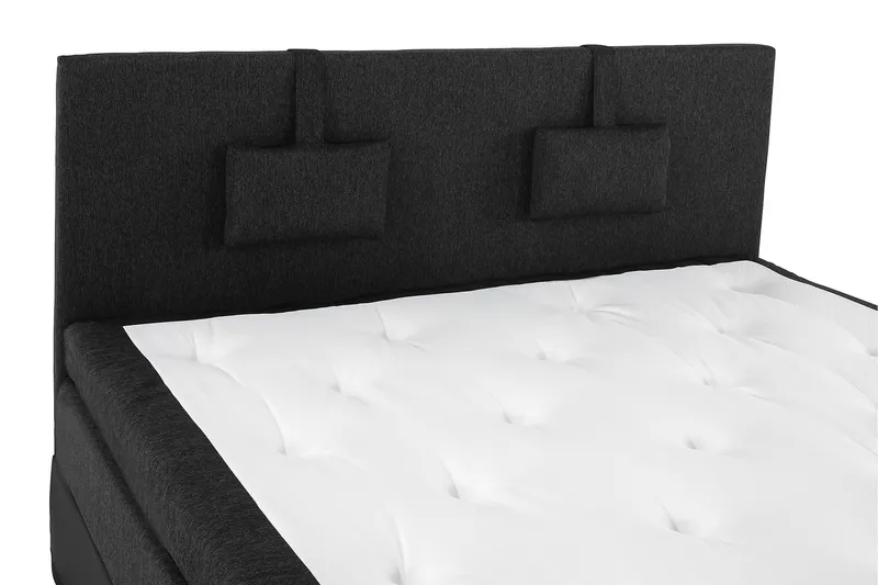 Sänkypaketti Lucky 160x200 Sileä Pääty Musta/Harmaa/PU - Lateksi Niskatyyny Pieni - Huonekalut - Sänky - Jenkkisängyt