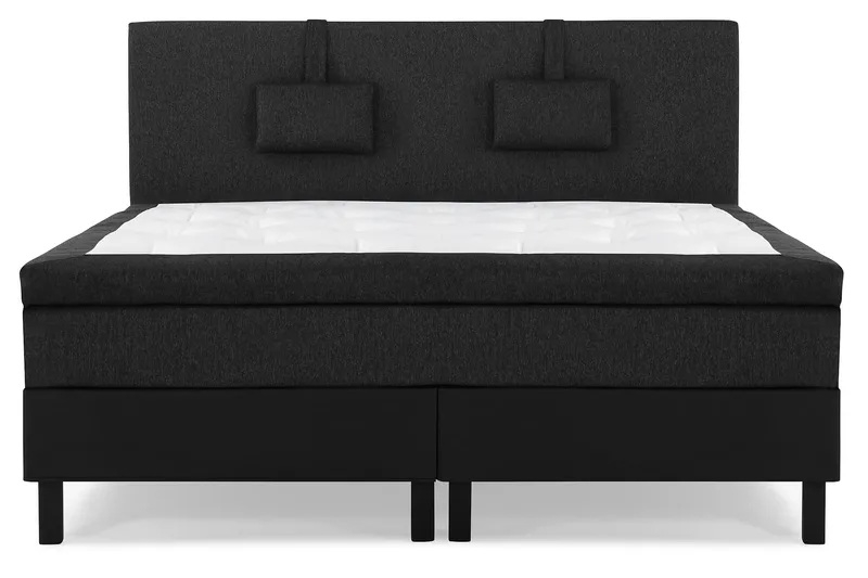 Sänkypaketti Lucky 160x200 Sileä Pääty Musta/Harmaa/PU - Lateksi Niskatyyny Pieni - Huonekalut - Sänky - Jenkkisängyt