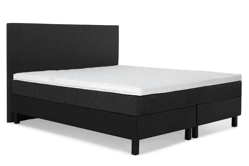 Sänkypaketti Lucky 160x200 Sileä Pääty Musta/Harmaa/PU - Vaahto - Huonekalut - Sänky - Jenkkisängyt
