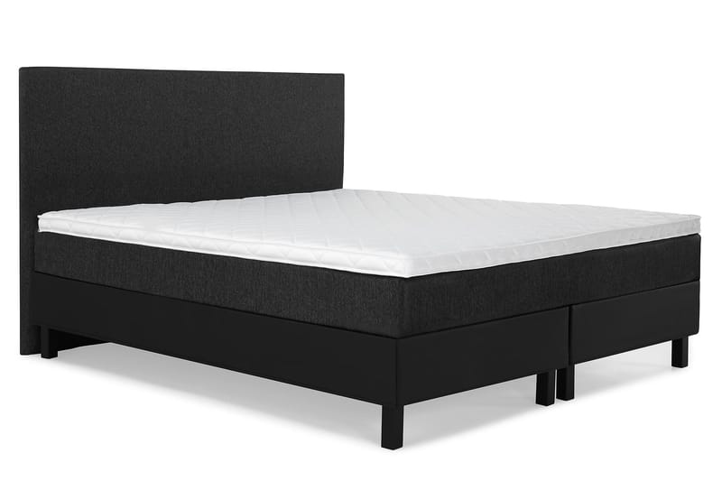 Sänkypaketti Lucky 160x200 Sileä Pääty Musta/Harmaa/PU - Vaahto - Huonekalut - Sänky - Jenkkisängyt