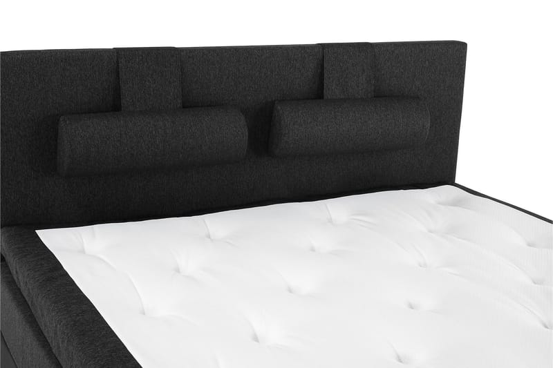 Sänkypaketti Lucky 160x200 Sileä Pääty Musta/Harmaa/PU - Lateksi Niskatyyny Suuri - Huonekalut - Sänky - Jenkkisängyt