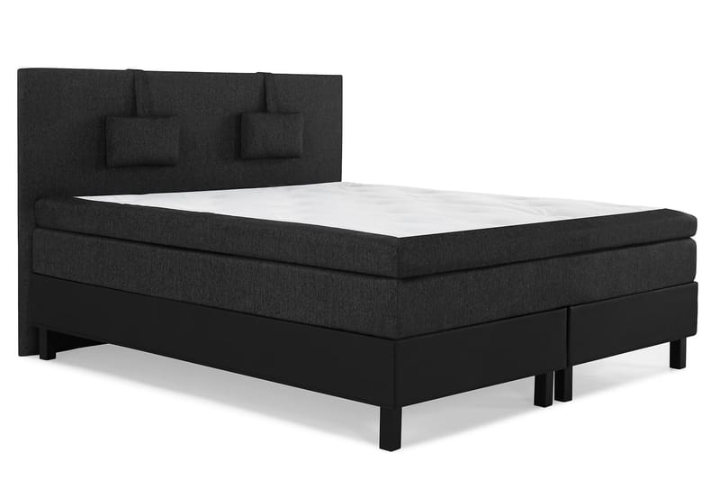 Sänkypaketti Lucky 160x200 Sileä Pääty Musta/Harmaa/PU - Lateksi Niskatyyny Pieni - Huonekalut - Sänky - Jenkkisängyt