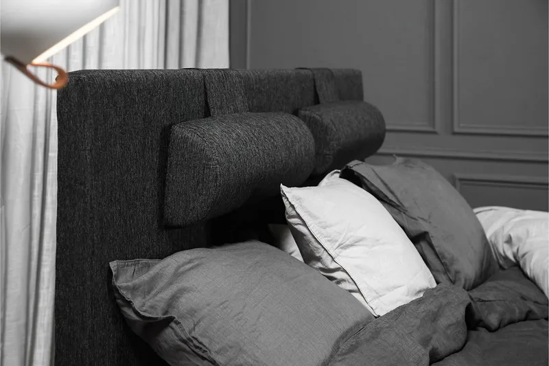 Sänkypaketti Lucky 160x200 Sileä Pääty Musta/Harmaa/PU - Vaahto - Huonekalut - Sänky - Jenkkisängyt