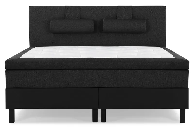 Sänkypaketti Lucky 160x200 Sileä Pääty Musta/Harmaa/PU - Lateksi Niskatyyny Suuri - Huonekalut - Sänky - Jenkkisängyt