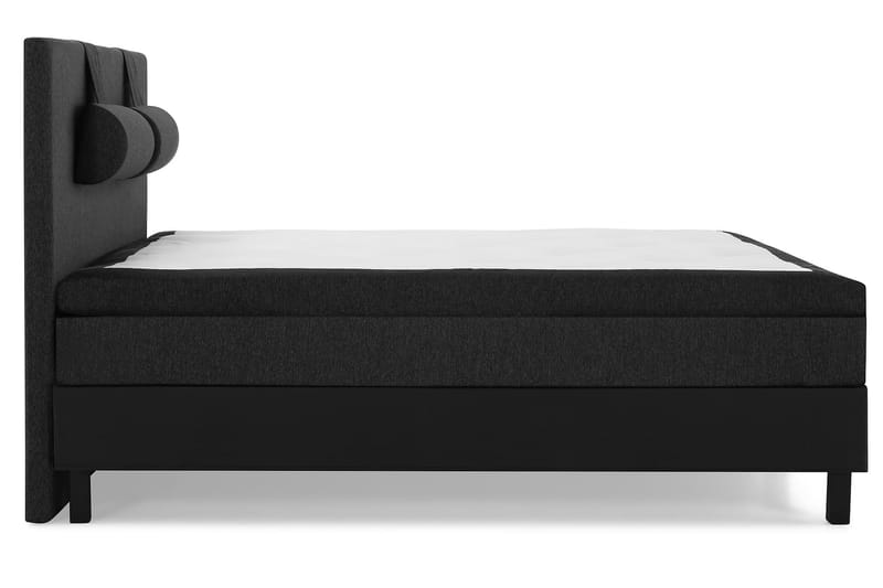 Sänkypaketti Lucky 160x200 Sileä Pääty Musta/Harmaa/PU - Lateksi Niskatyyny Suuri - Huonekalut - Sänky - Jenkkisängyt