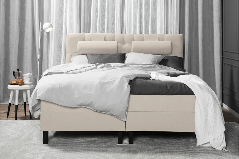 Sänkypaketti Lucky 180x200 Diamant Sängynpääty Beige - Niskatyyny Suuri Beige - Huonekalut - Sänky - Jenkkisängyt