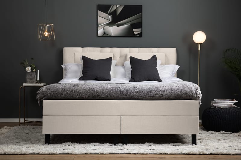 Sänkypaketti Lucky 180x200 Diamant Sängynpääty Beige - Vaahto Niskatyyny Suuri - Huonekalut - Sänky - Jenkkisängyt