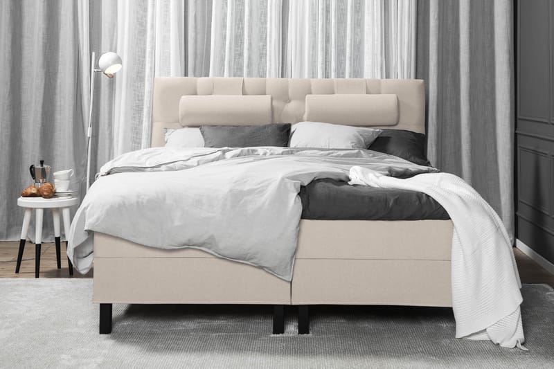 Sänkypaketti Lucky 180x200 Diamant Sängynpääty Beige - Vaahto Niskatyyny Suuri - Huonekalut - Sänky - Jenkkisängyt