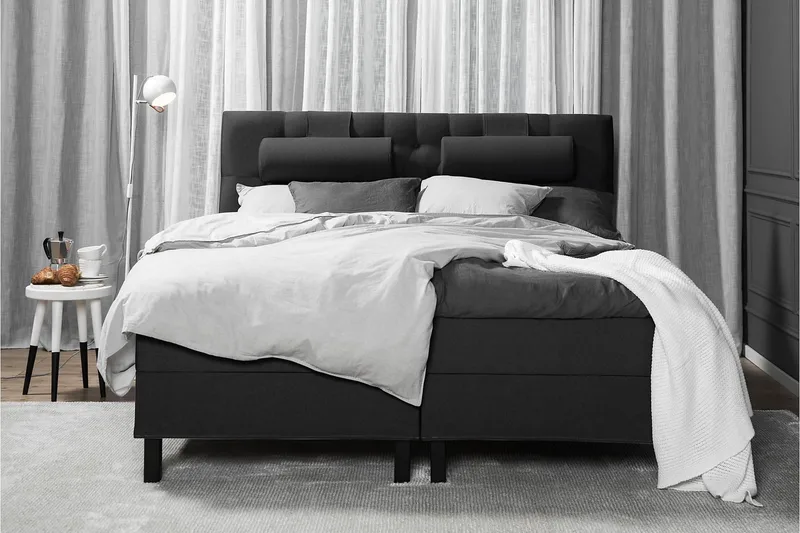 Sänkypaketti Lucky 180x200 Diamant Sängynpääty Musta - Lateksi Niskatyyny Suuri - Huonekalut - Sänky - Parisänky