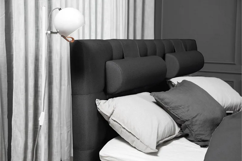 Sänkypaketti Lucky 180x200 Diamant Sängynpääty Musta - Niskatyyny Pieni Musta/Harmaa - Huonekalut - Sänky - Jenkkisängyt