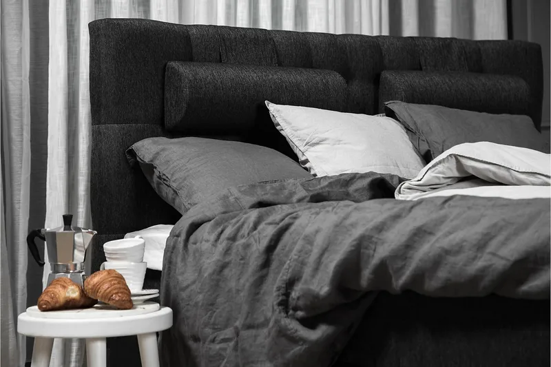 Sänkypaketti Lucky 180x200 Diamant Sängynpääty Musta/Harmaa/PU - Lateksi Niskatyyny Suuri - Huonekalut - Sänky - Jenkkisängyt