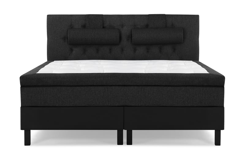 Sänkypaketti Lucky 180x200 Diamant Sängynpääty Musta/Harmaa/PU, Niskatyyny Suuri Musta/Harmaa/PU