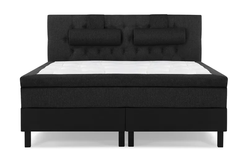 Sänkypaketti Lucky 180x200 Diamant Sängynpääty Musta/Harmaa/PU, Niskatyyny Suuri Musta/Harmaa/PU