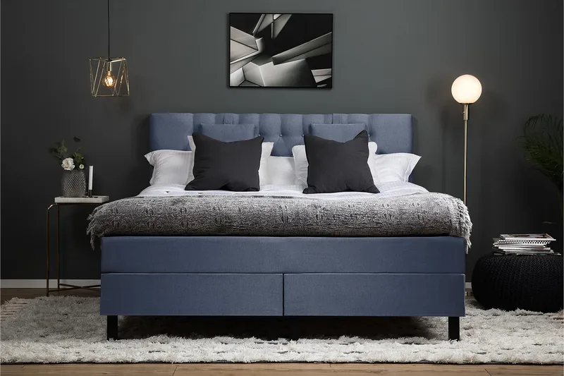 Sänkypaketti Lucky 180x200 Diamant Sängynpääty Tummansinine - Memory Niskatyyny Pieni - Huonekalut - Sänky - Jenkkisängyt