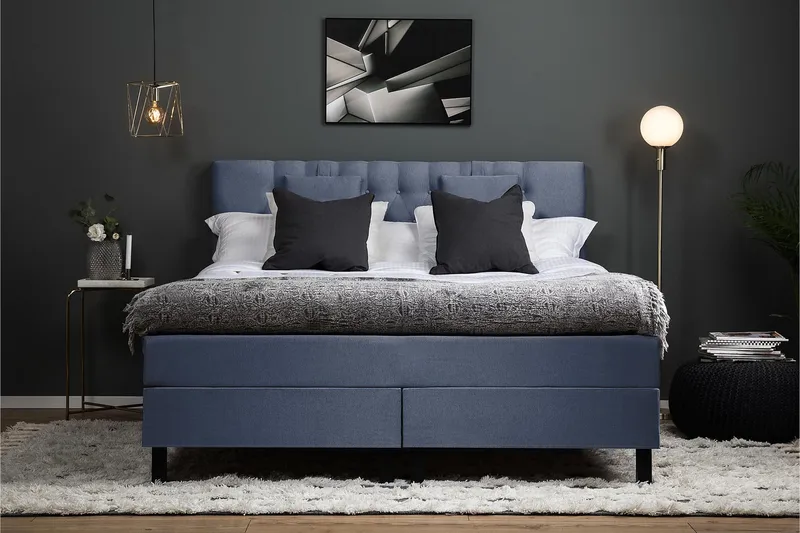 Sänkypaketti Lucky 180x200 Diamant Sängynpääty Tummansinine - Memory Niskatyyny Pieni - Huonekalut - Sänky - Jenkkisängyt