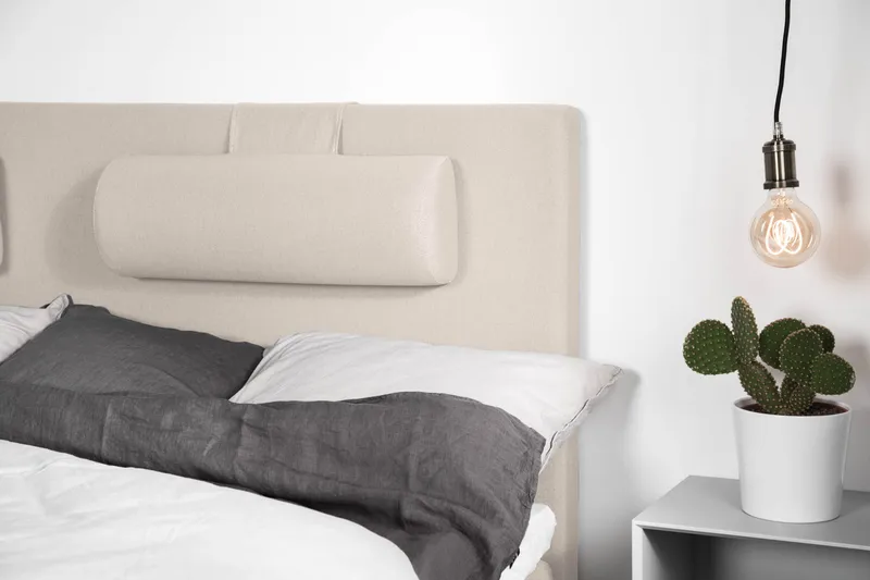 Sänkypaketti Lucky 180x200 Sileä Sängynpääty Beige - Memory Niskatyyny Suuri - Huonekalut - Sänky - Jenkkisängyt