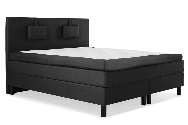 Sänkypaketti Lucky 180x200 Sileä Sängynpääty Musta - Memory Niskatyyny Pieni - Huonekalut - Sänky - Jenkkisängyt