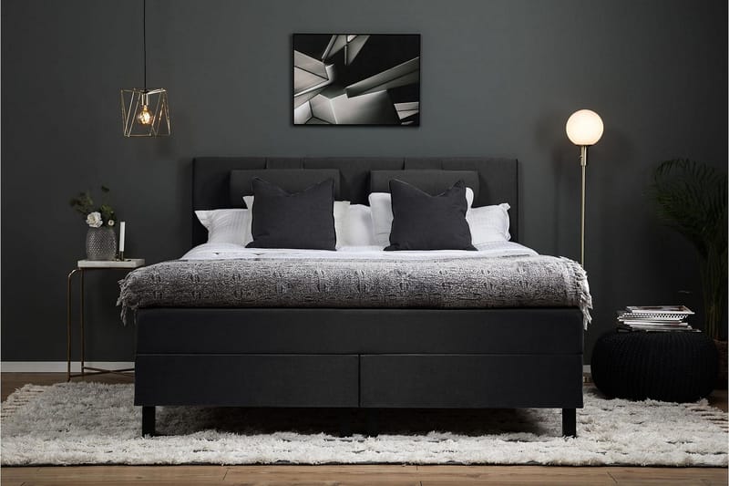 Sänkypaketti Lucky 180x200 Sileä Sängynpääty Musta - Vaahto - Huonekalut - Sänky - Jenkkisängyt