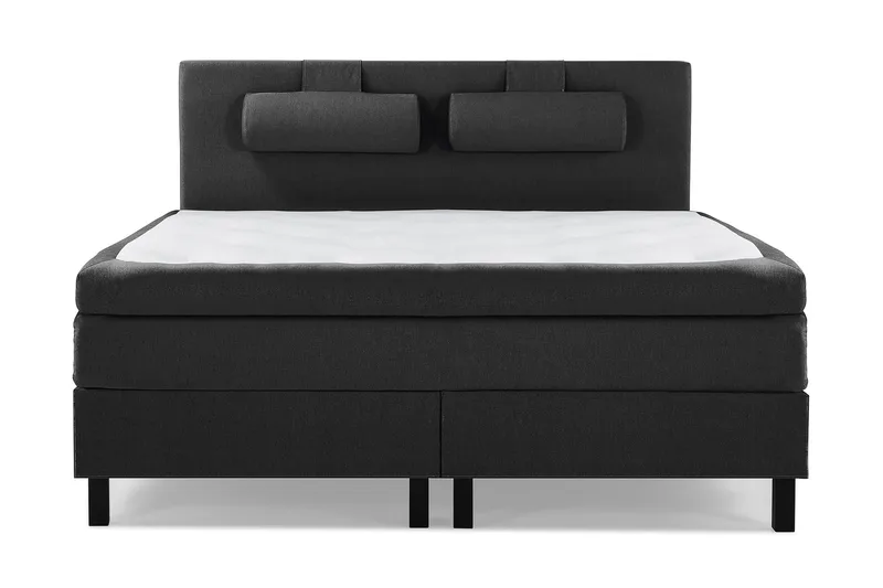 Sänkypaketti Lucky 180x200 Sileä Sängynpääty Musta, Polyeetteri Niskatyyny Suuri