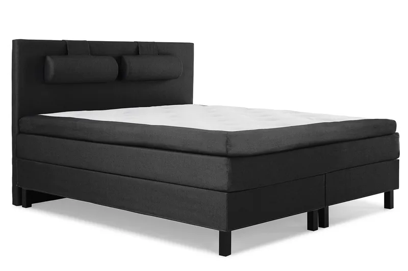 Sänkypaketti Lucky 180x200 Sileä Sängynpääty Musta - Polyeetteri Niskatyyny Suuri - Huonekalut - Sänky - Parisänky