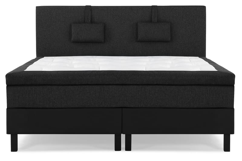 Sänkypaketti Lucky 180x200 Sileä Sängynpääty Musta/Harmaa/P - Niskatyyny Pieni Musta/Harmaa/PU - Huonekalut - Sänky - Jenkkisängyt