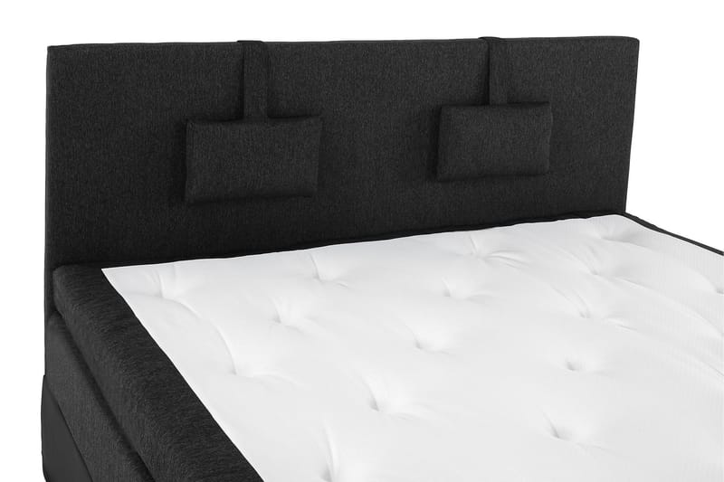 Sänkypaketti Lucky 180x200 Sileä Sängynpääty Musta/Harmaa/P - Niskatyyny Pieni Musta/Harmaa/PU - Huonekalut - Sänky - Jenkkisängyt