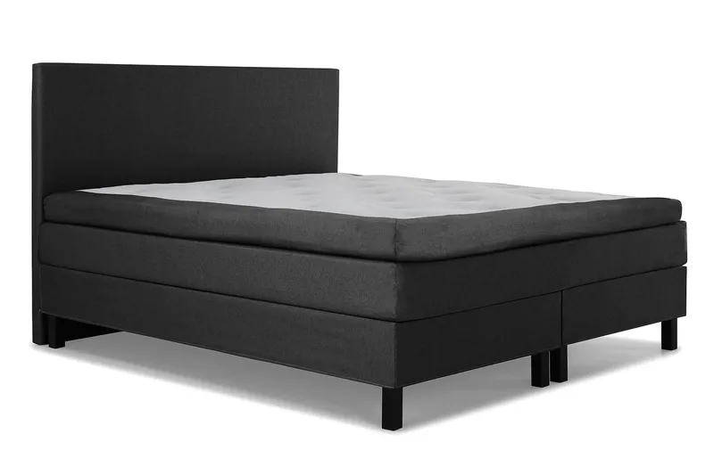 Sänkypaketti Lucky 180x200 Sileä Sängynpääty Musta/Harmaa/PU - Musta/Harmaa/PU - Huonekalut - Sänky - Jenkkisängyt
